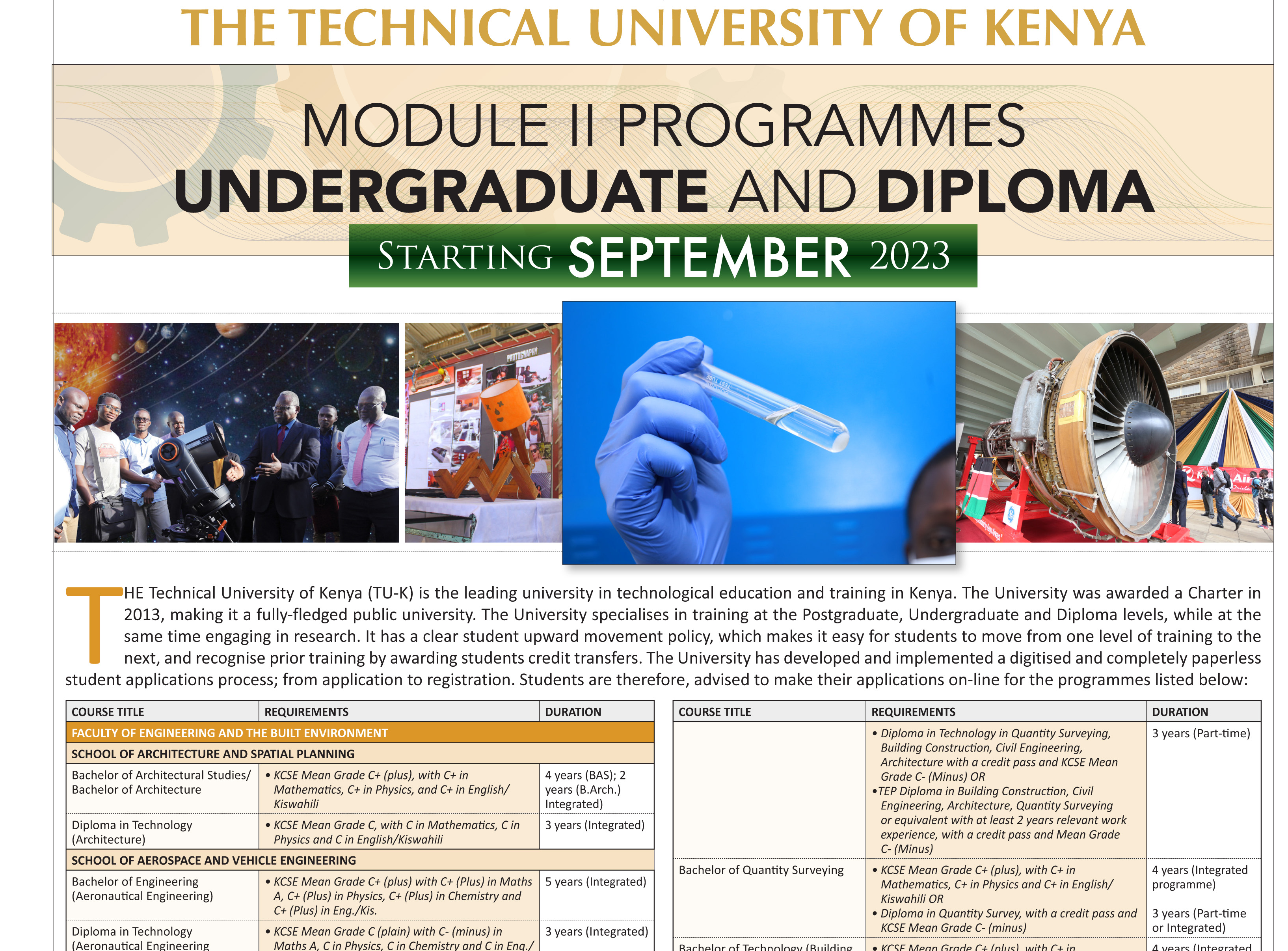 Module II Programmes - Undergraduate and Diploma Starting SEPTEMBER 2023