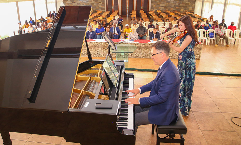 The world-renowned violinist, Ms Diana Jipa and pianist \u0218tefan Doniga from Romania performing at the Main Hall