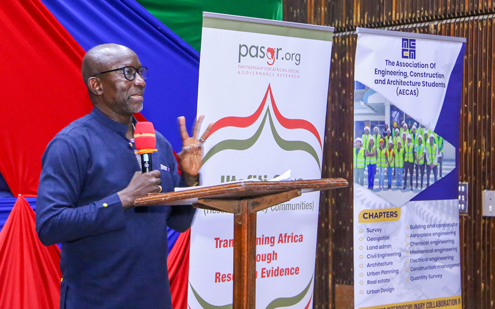 Executive Director of the Partnership for African Social and Governance Research Dr.  Fadel Ndiame during the Lecture.