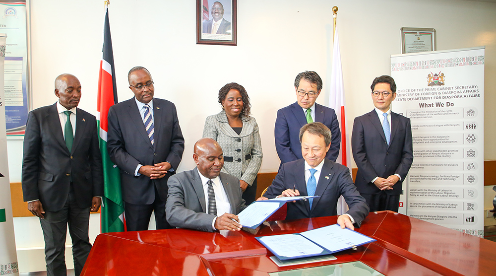 The MoU signing ceremony held at the State Department for Diaspora Affairs, Kenya. 