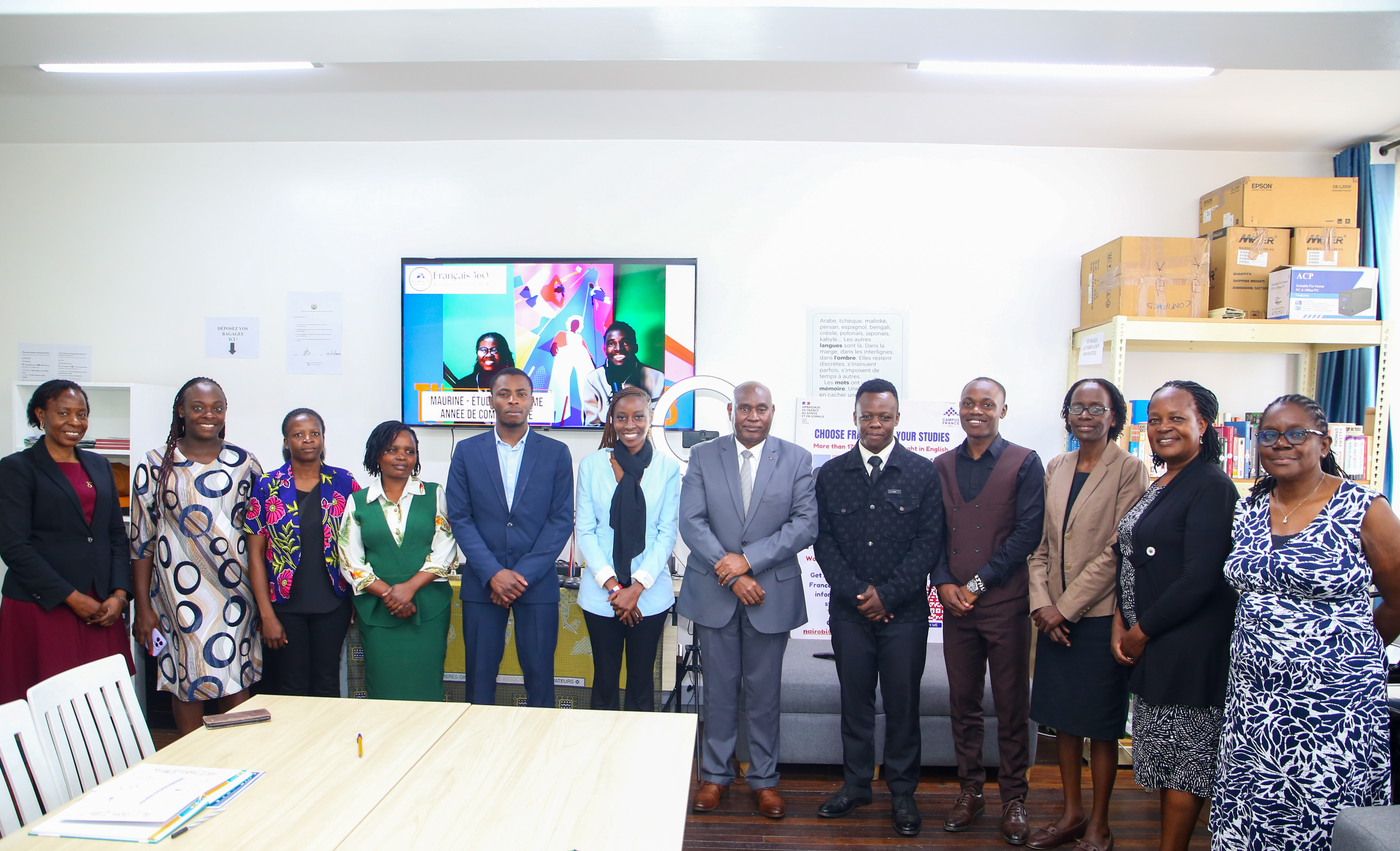 Students traveling to France pose for a picture with VC, Prof. Benedict Mutua and lectures from the department