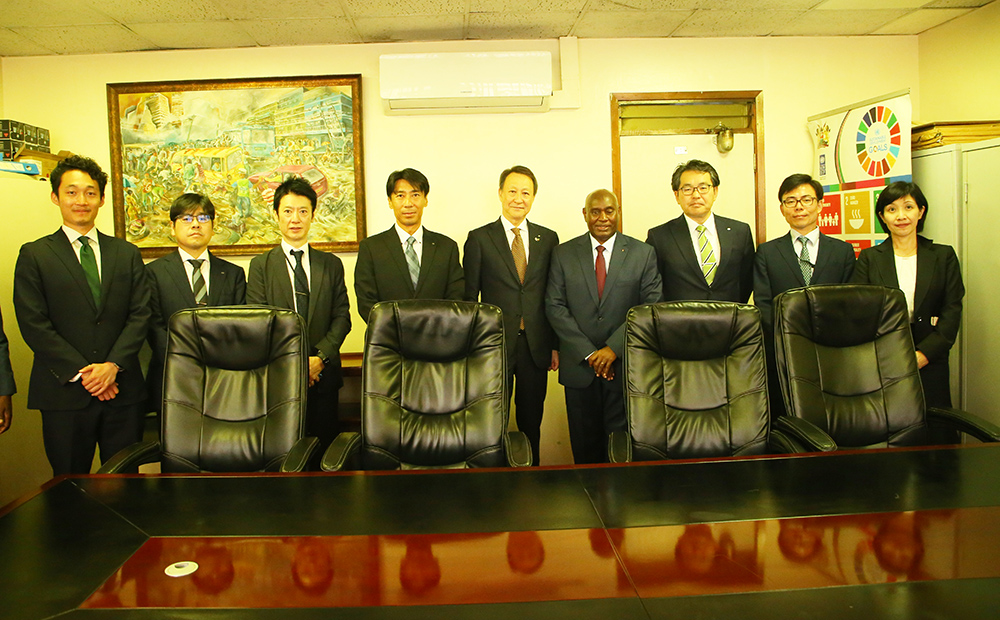 Shimizu Corporation delegation poses for a group photo with the Vice-Chancellor of The Technical University of Kenya (TU-K) during high-level discussions on the forthcoming partnership agreement.
