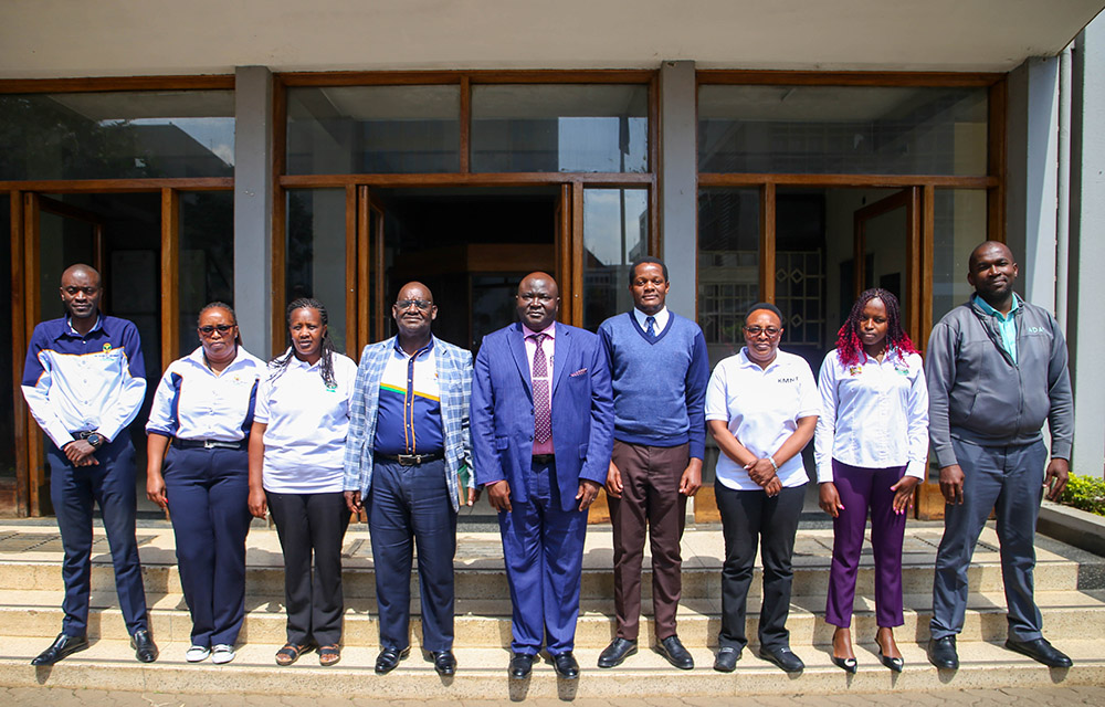 Visiting delegation from Eldoret National Polytechnic led by Theophilus Koech with DVC, ASA, Prof. Maurice Amutabi (Center) and a team from Student Recruitment and Admissions and Directorate of ICT Services
